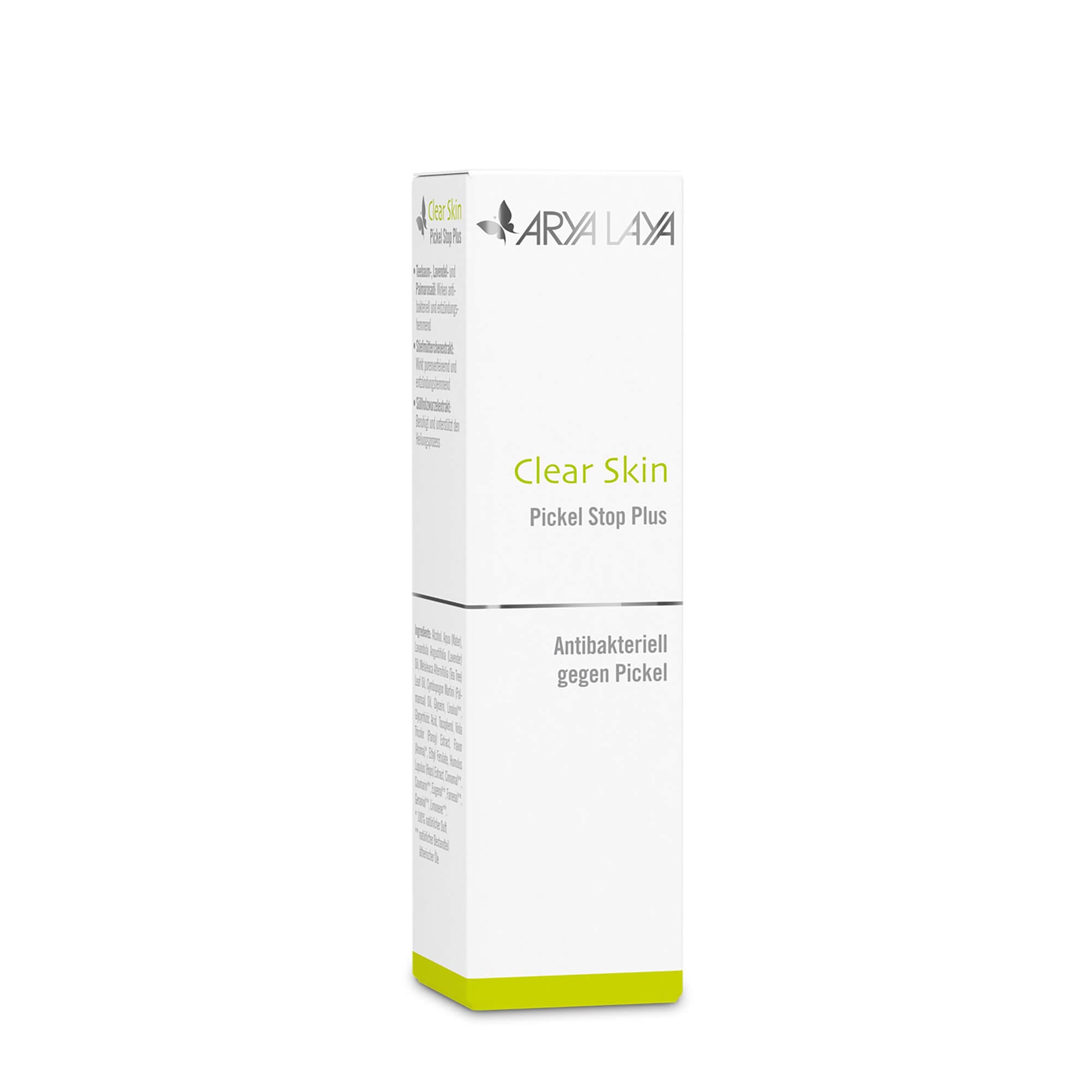 Faltschachtel mit ARYA LAYA Clear Skin Pickel Stop Plus, 10 ml