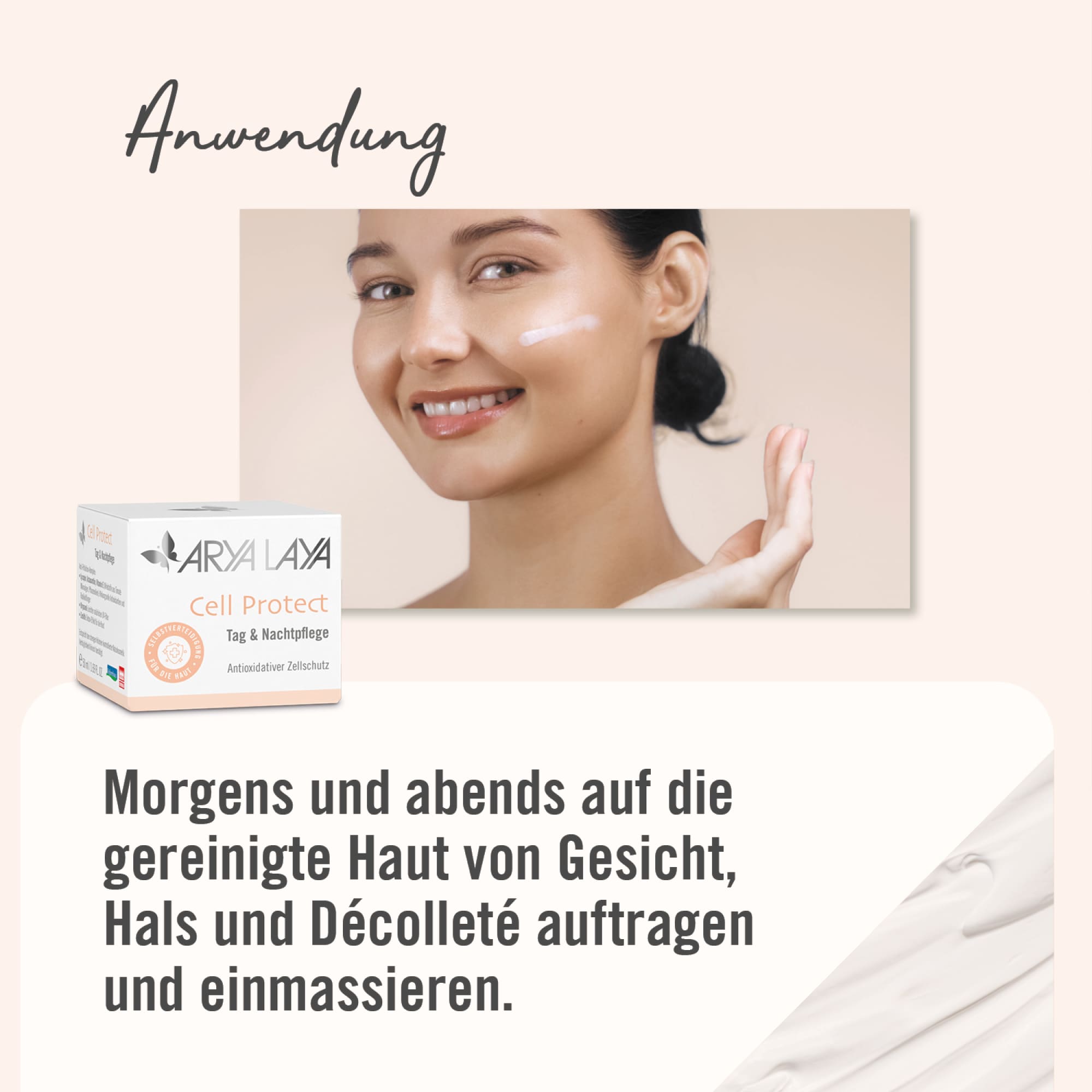 Chart Anwendung ARYA LAYA Cell Protect Tag und Nachtpflege Anwendung ARYA LAYA Cell Protect Tag und Nachtpflege