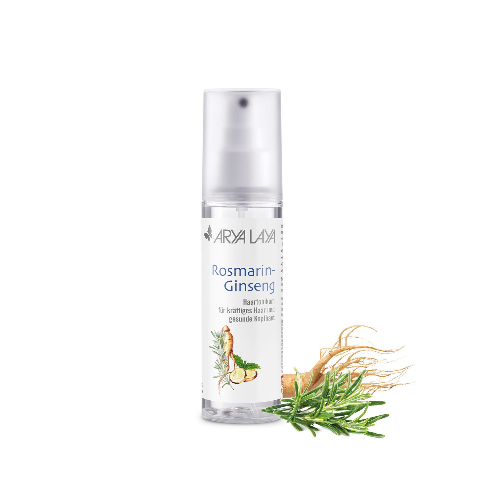 Glasflasche ARYA LAYA Rosmarin-Ginseng Haartonikum 100 ml Glasflasche mit ARYA LAYA Rosmarin-Ginseng Haartonikum, 100 ml