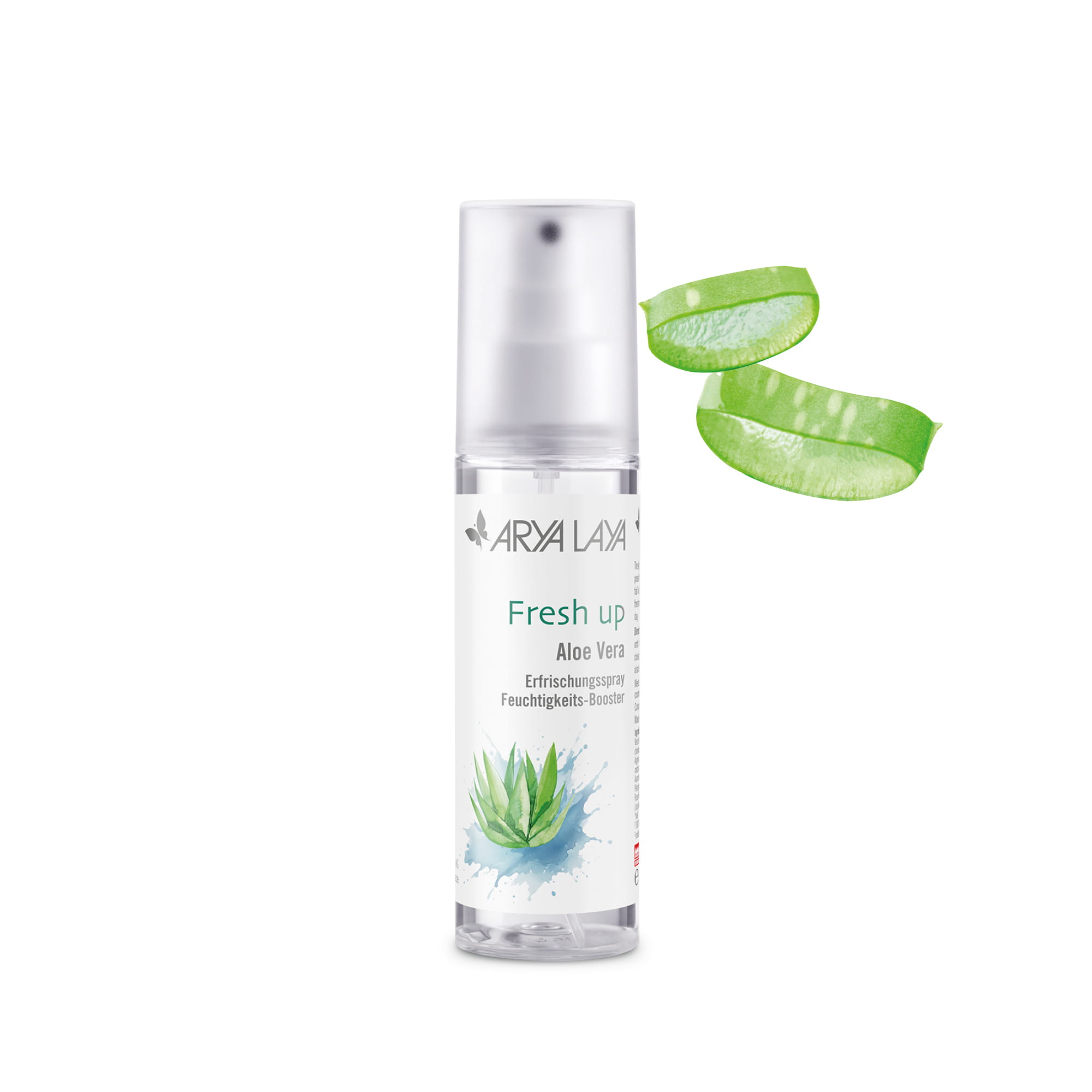 Hero: Glasflasche ARYA LAYA Fresh up Aloe Vera 100 ml Kunststoffflasche mit ARYA LAYA Fresh up Aloe Vera, 100 ml