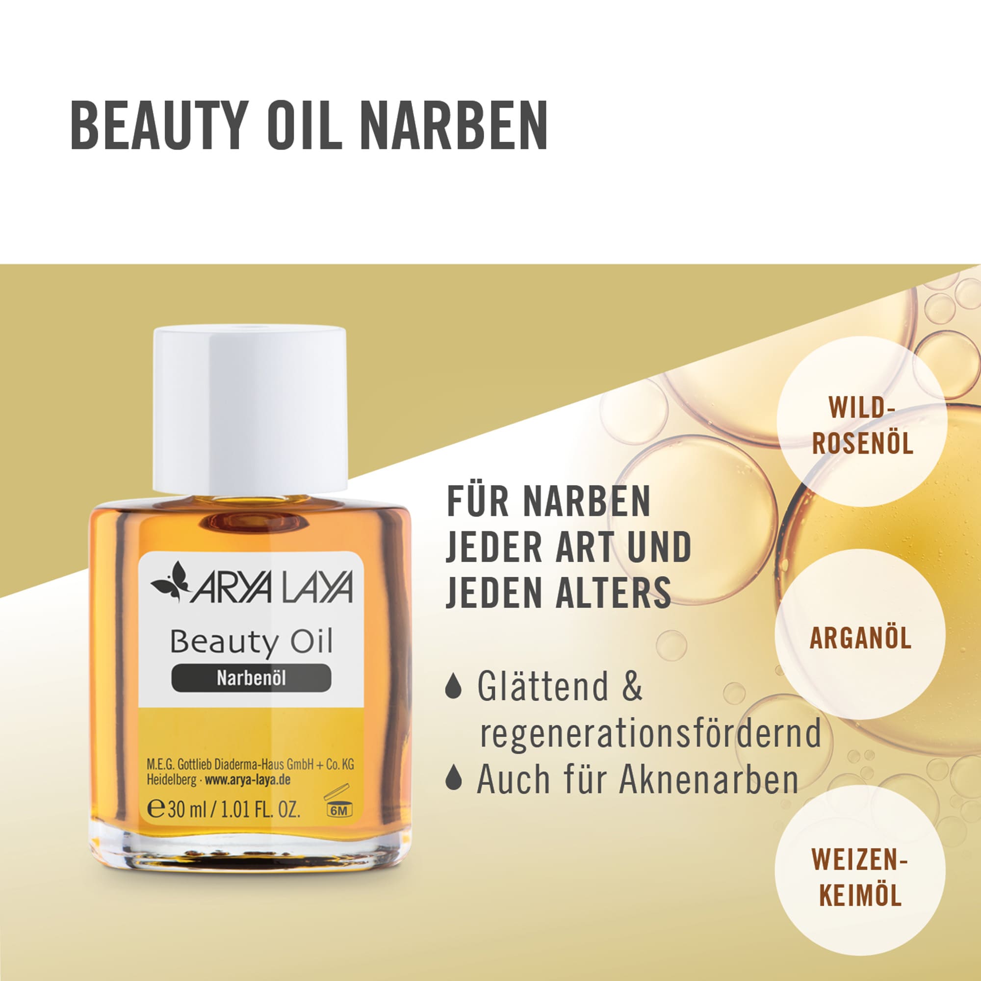 Anwendung ARYA LAYA Beauty Oil Narbenöl, 30 ml 