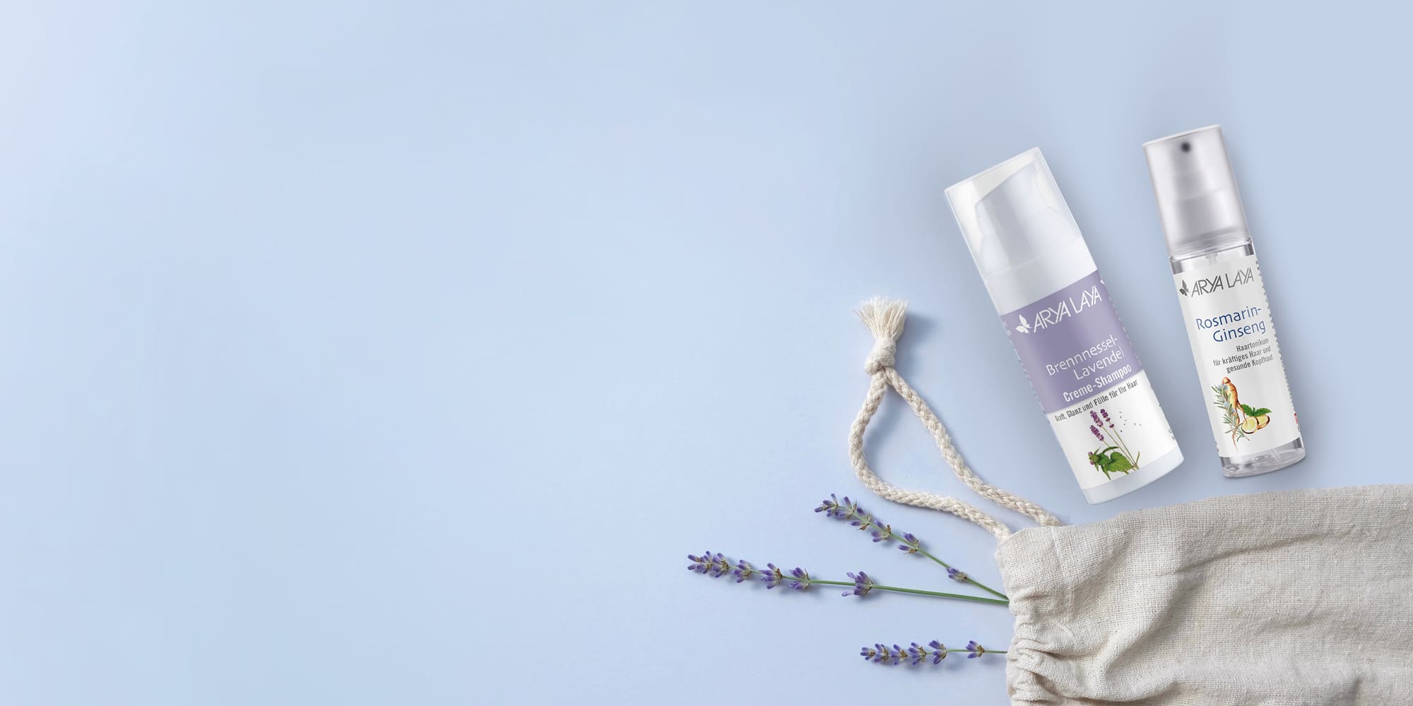 Brennnessel-Lavendel Creme-Shampoo zusammen mit dem Rosmarin-Ginseng Haartonikum