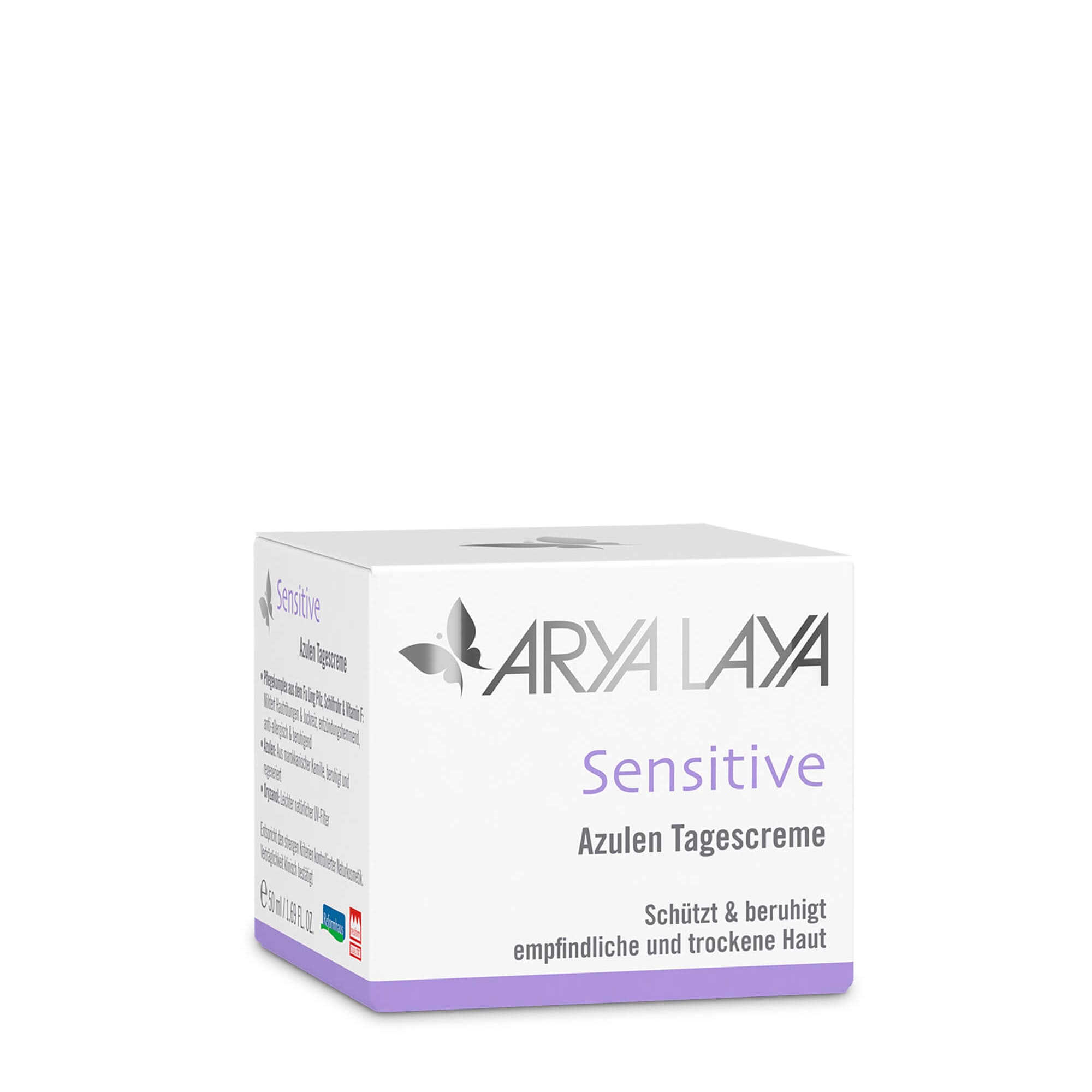 Faltschachtel mit ARYA LAYA Sensitive Azulen Tagescreme, 50 ml