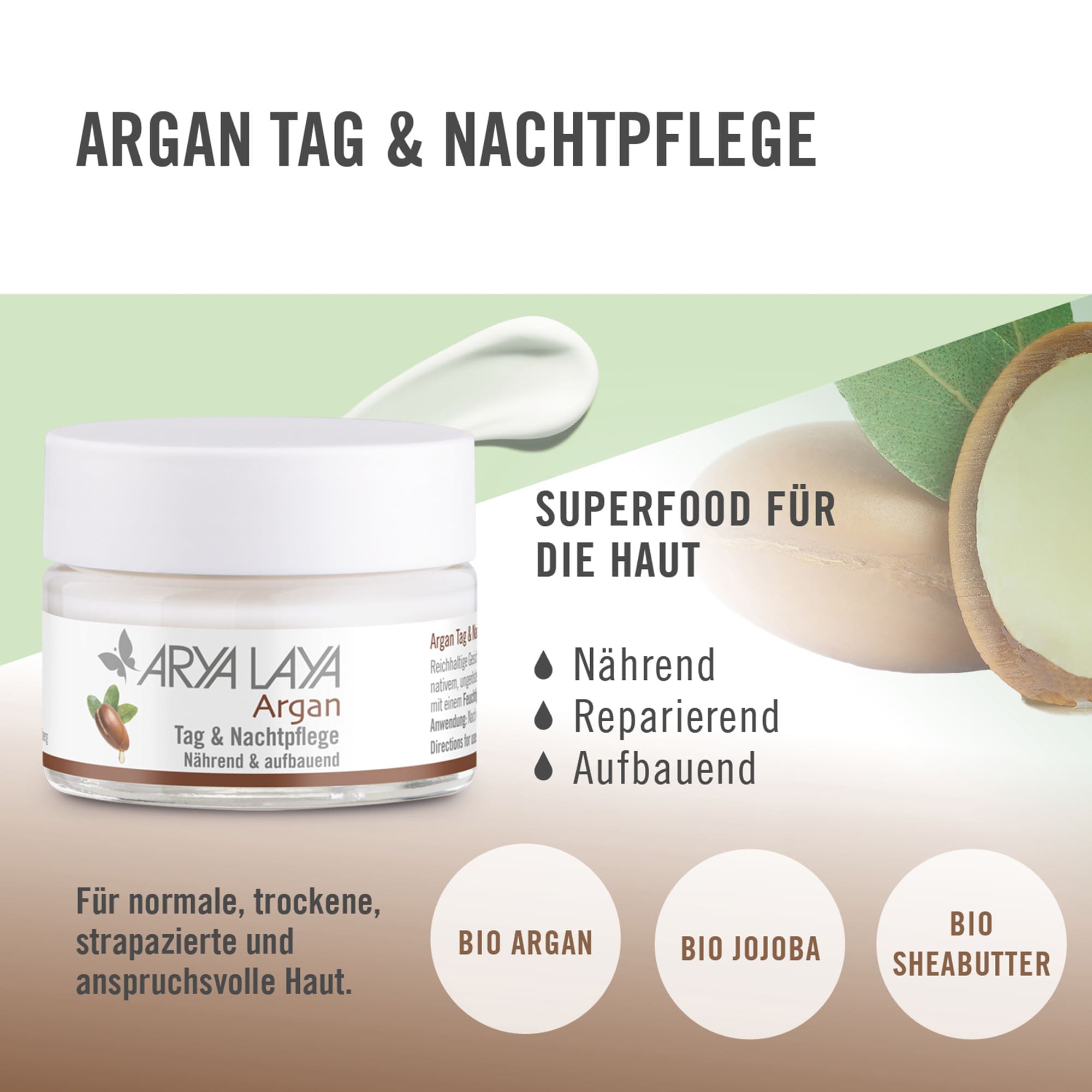 Wirkweise ARYA LAYA Argan Tag & Nachtpflege, 50 ml