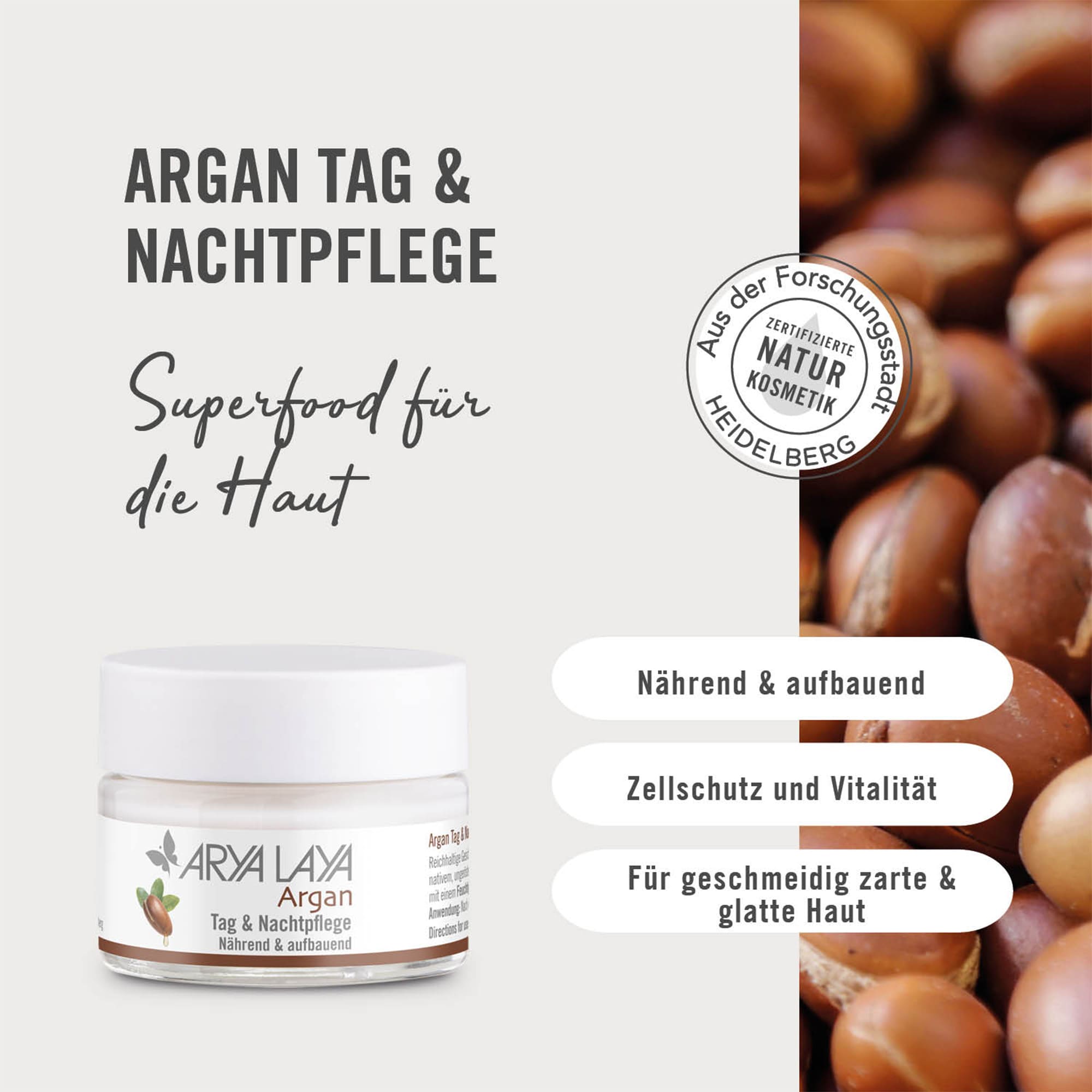 Chart Wirkweise ARYA LAYA Argan Tag & Nachtpflege 50 ml Wirkweise ARYA LAYA Argan Tag & Nachtpflege, 50 ml