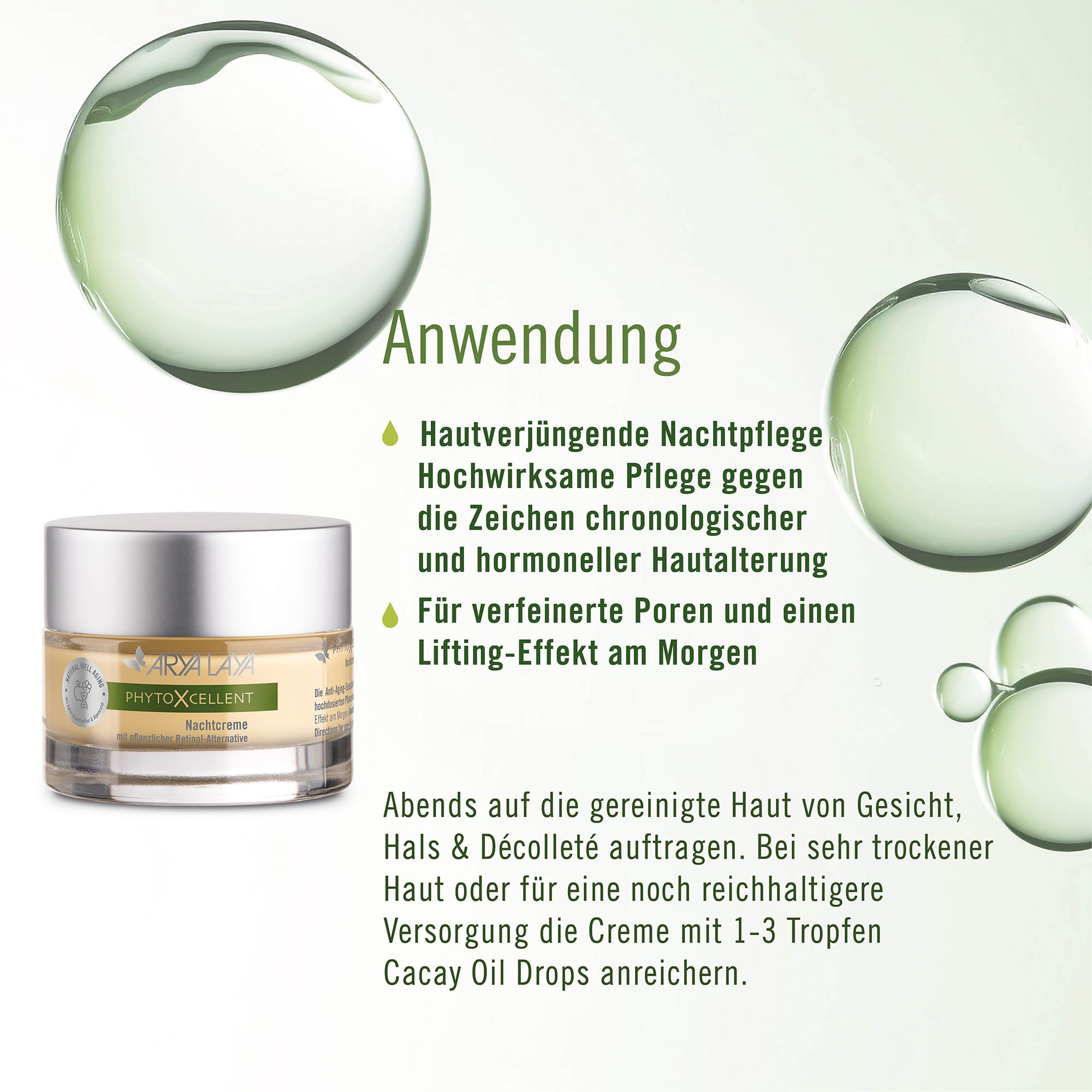 Anwendung ARYA LAYA PhytoXcellent Nachtcreme