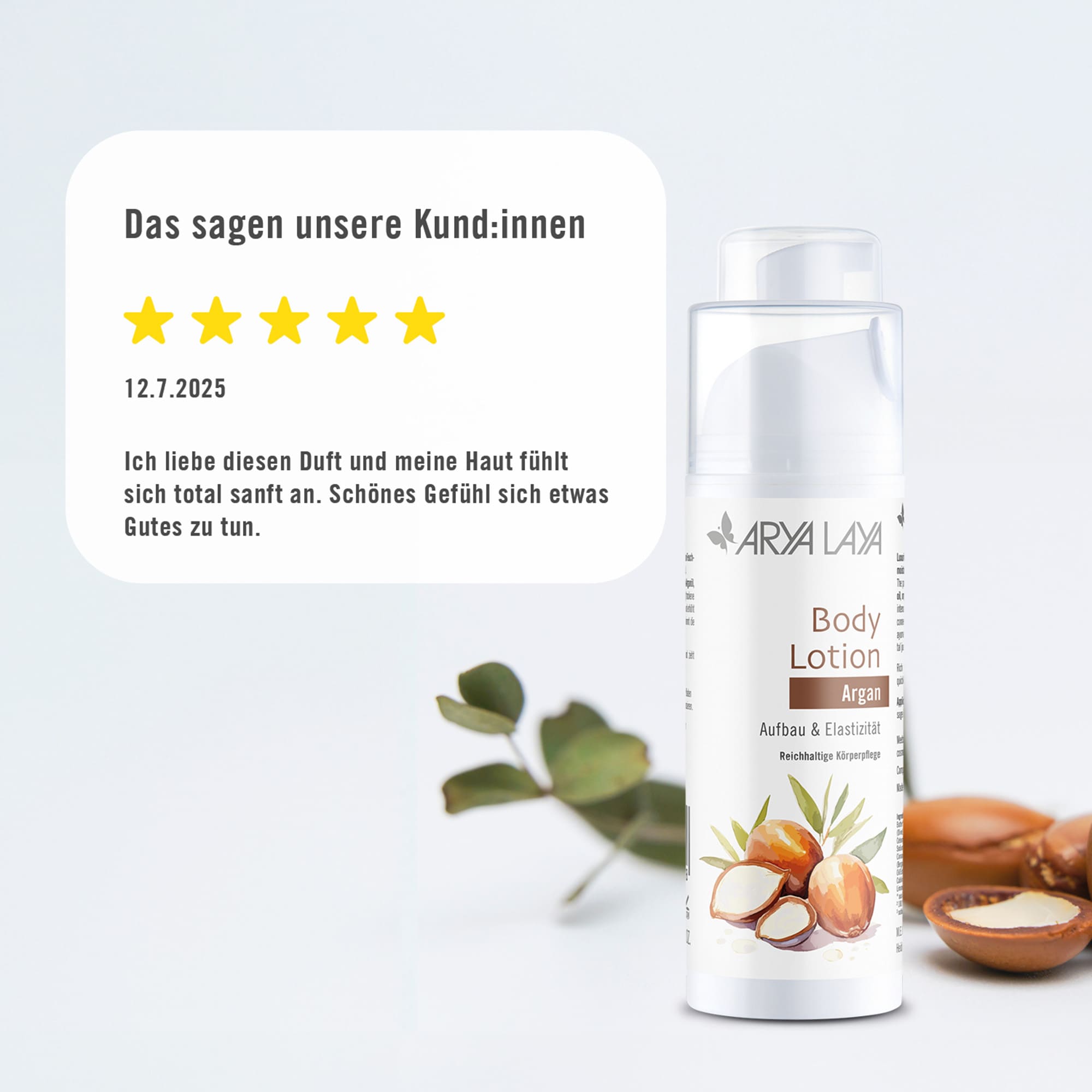 Chart Kundenstimmen ARYA LAYA Body Lotion Argan Das sagen unsere Kunden